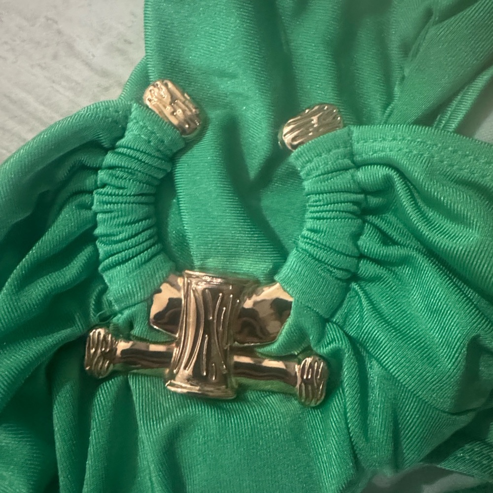 Green Bikini Bottom with Gold Accent - Picture 5 of 7